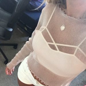 Brandy Melville mesh pink long sleeve